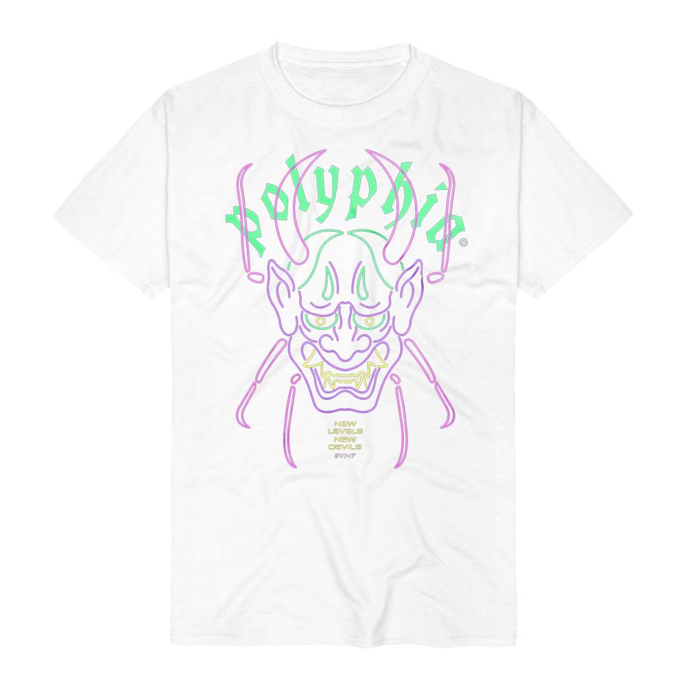 Polyphia Devils Cyberpunk Vaporwave Neon Line Print Black Cotton Tshirts Punk Fashion Round Neck Short Sleeve for Summer Unisex