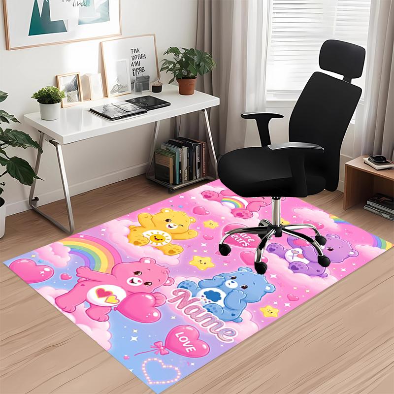 Custom Name Bear Printed Carpet Rug For Office Chair Living Room Bedroom Kitchen Room Decor Gifts