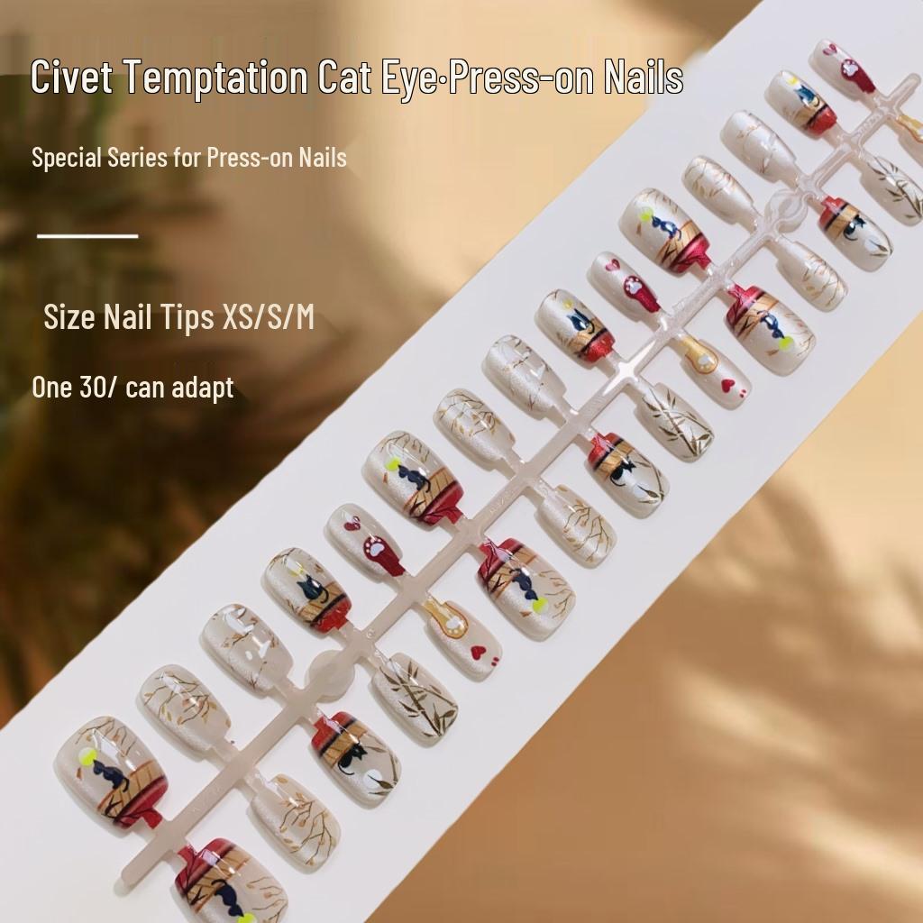 

Cute Kitten Cat Eye Wearable Nail Art - Elegant, Lovely False Nail Patches