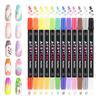 Doppelspitzen-Nagelkunst-Marker-Set 24 Farben 0,5 mm Feine Spitze Acrylfarbe Stifte Wasserdicht Schnelltrocknend Nicht verblassend Nageldesign-Werkzeuge für DIY