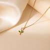 Elegant Titanium Steel Pink Cherry Blossom Necklace with Colorful Drip Glaze Rose Flower, Versatile Women's Clavicle Chain