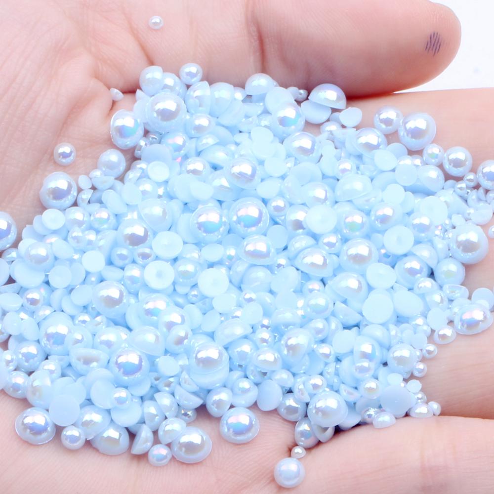 Resin Half Round Flatback Beads 2-6mm Mix Size Glue on Loose Rhinestones for Clothes Dresses DIY Crafts Scrapbook Decoration