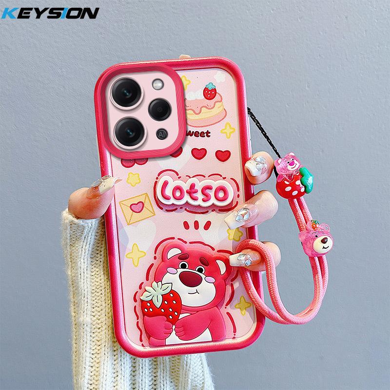 

KEYSION Противоударный чехол для Redmi 12 4G 5G с шнурком, силиконовый милый 3D чехол для телефона с мультяшной куклой для Xiaomi Redmi 12 5G for Redmi 12 5G