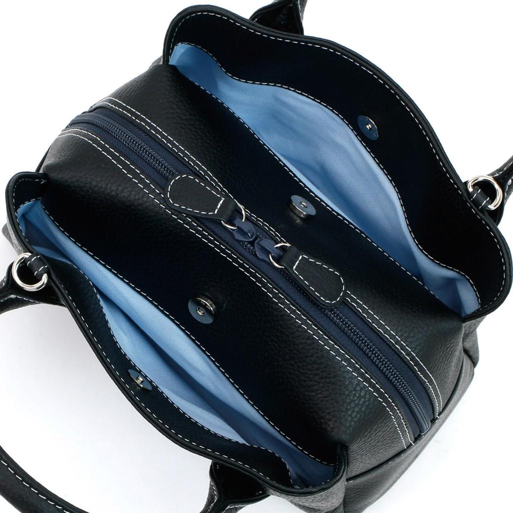 K Mark Tag 2way Handbag Dark Stitch 10901 [Kitamura] Y-1313 Women's Blue/White [Navy]