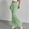 Damskie spodnie dzwony casualowe ze sznurkiem i elastyczną talią, wygodne spodnie dzwony do jogi, luźne