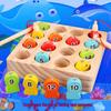 DN11 Solid Wood Magnetic Fishing Toy - Includes 15 Fish & Number Board for Children