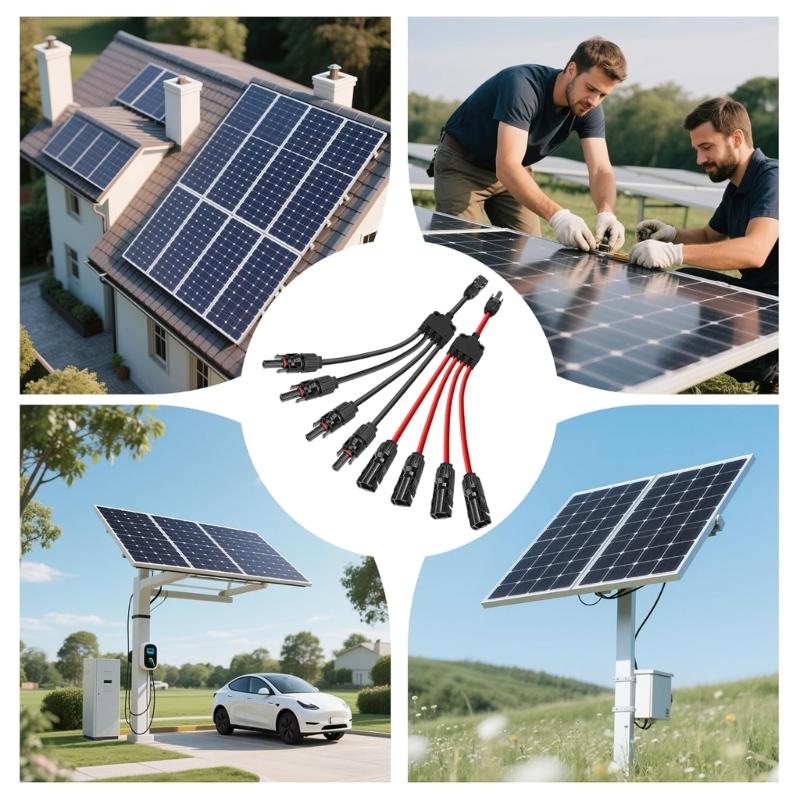 Solar Male Female Connector 30A 1000V Y Splitter Cable Y Branch Connector 1 To 4 Adapters for Solar Panel Part