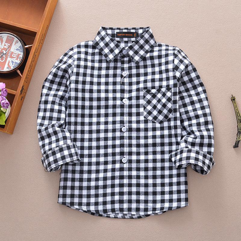 Spring 2025 Boys' Long Sleeve Plaid Korean Style Casual Shirt for Inner and Outer Wear