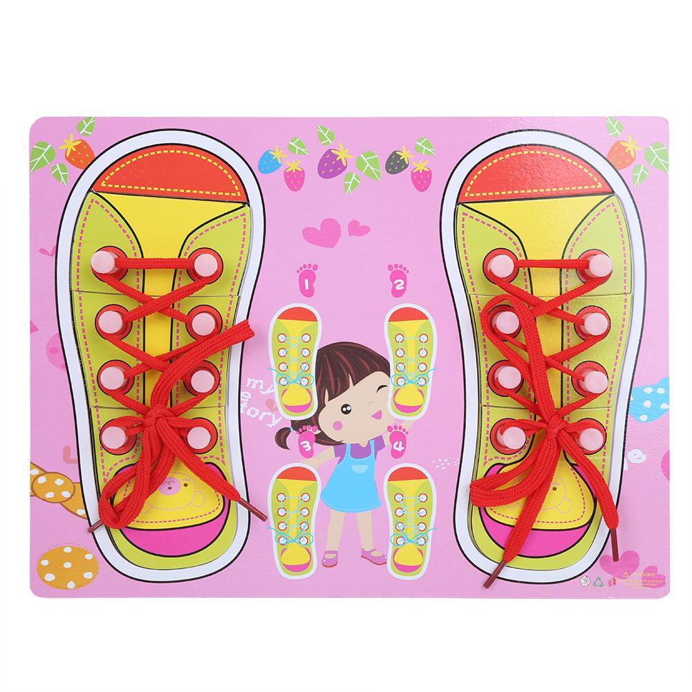 Learning to Tie Shoes Toy Wooden Dress Learning Baby Educational Toy Infant Gift