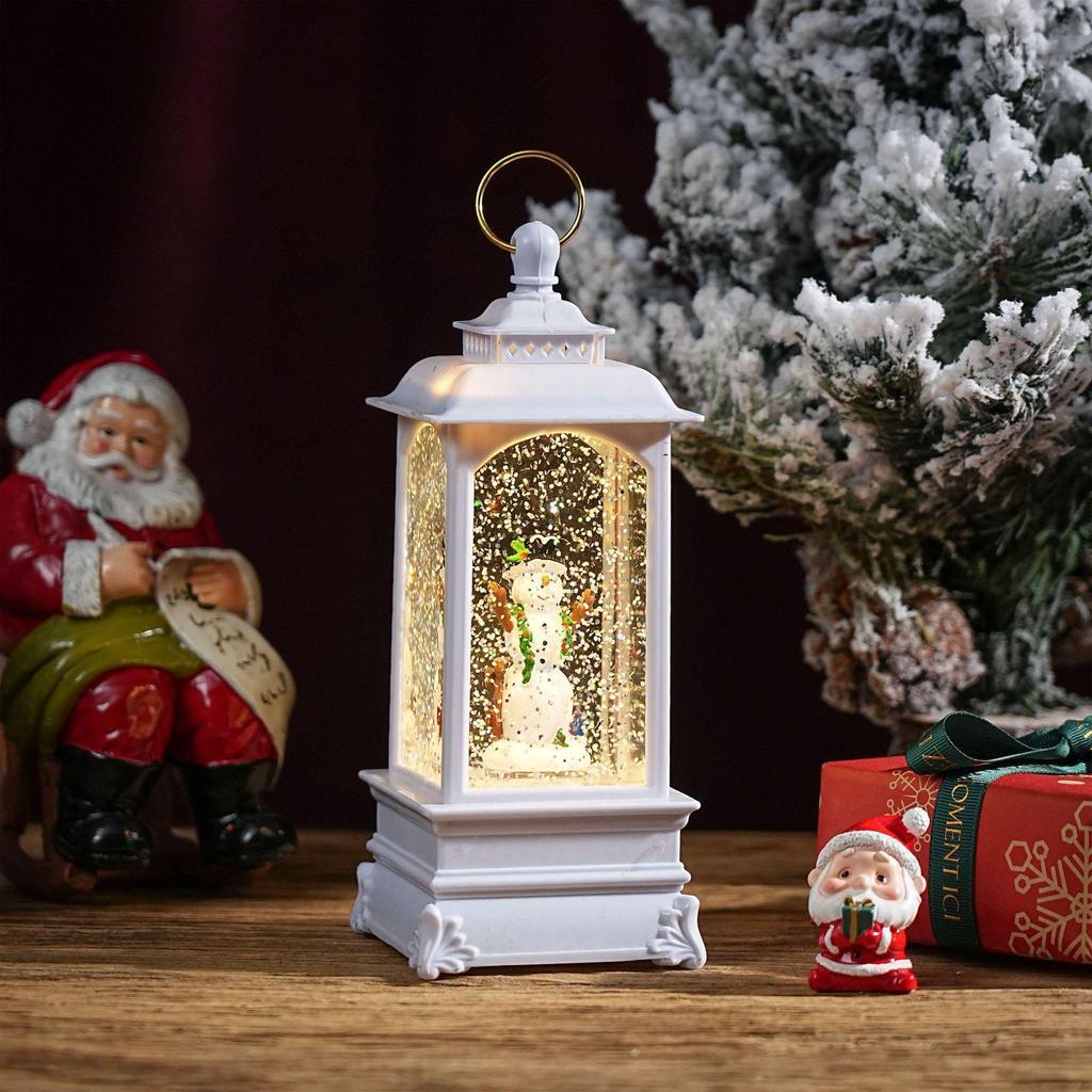 Christmas Chinese Lantern Water-Filled Luminous Music Box Snowfall Crystal Ball Decoration Ornament