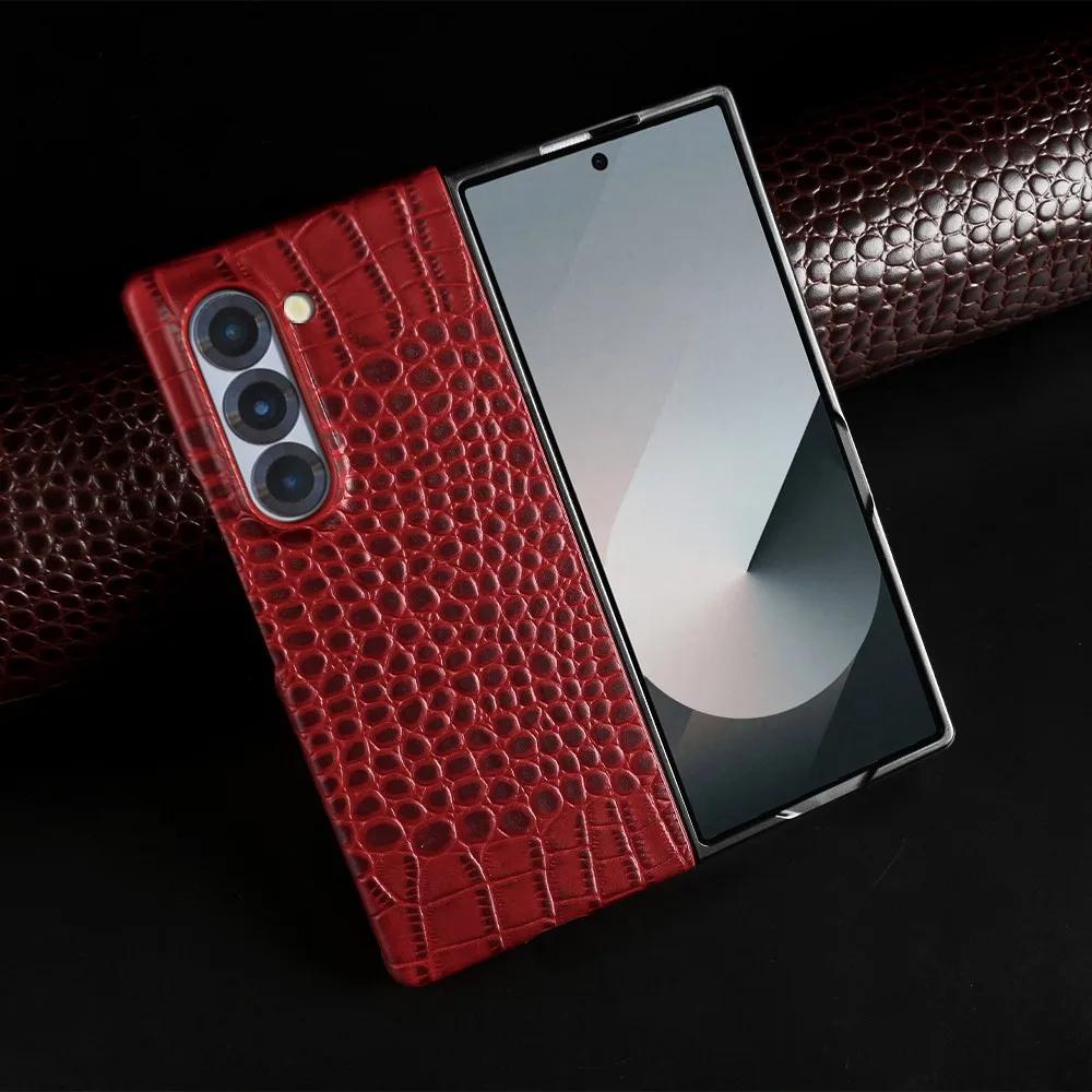 Hand Crafted Genuine Leather Case For Samsung Galaxy Fold 6 Fold 3 Mobile Phone Cover Galaxy Z Flip6 Back Shell Coque