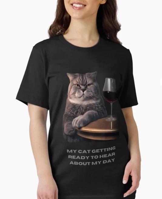 Cat and wine T-Shirt XL