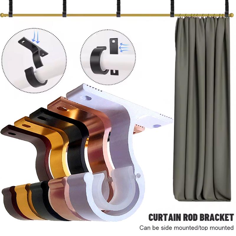 Curtain Rod Bracket Wall Ceiling Mount Holder For Roman Rod Aluminum Alloy Cloth Rail Support Home Curtain Fix Holder Accessory