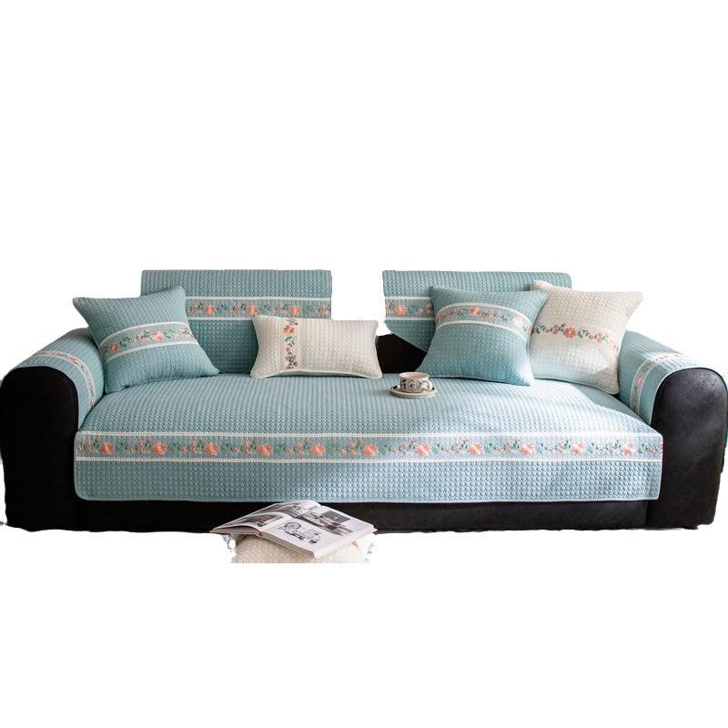 Pure cotton sofa cushion, universal in all seasons, non-slip, small and fresh  high-end sofa cover towel, cream wind seat cushion