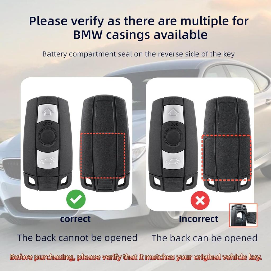 car Key Shell for BMW E87 E81 E90 E71 E53 E60 E61 E64 E70 E84 E89 E90 E91 E92 E93 BMW Key Case with Screwdriver and Keyring, and VL Battery (Rear