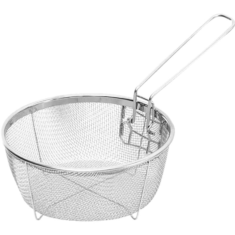 Filter Basket Frying Basket Cooking Tool Stainless Steel Texture Round Basket Cooking Accessory Deep Fryers Strainers