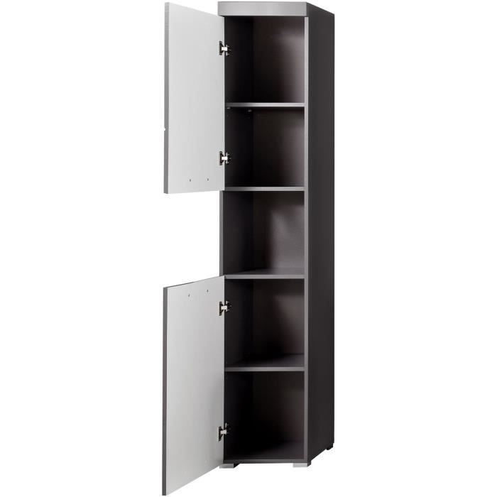 Bathroom Column - 2 Doors &; 1 Niche - Gray - L37 X D31 X H190 Cm - AMANDA