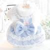 Dog Clothes Autumn and Winter Thick Cat Princess Dress Bow Lace Small Dog Teddy Pet Supplies