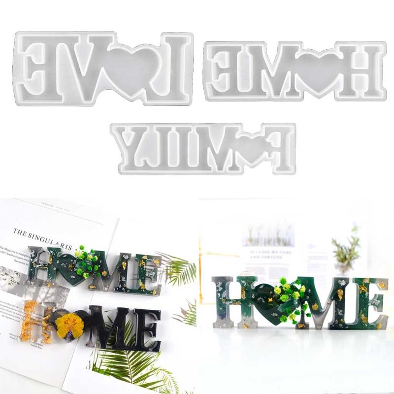 Letters Home Decorations Silicone Mould Handmade Decor Mold LOVE FAMILY HOME English Alphabet Ornaments Epoxy Resin Mold