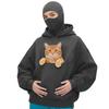 Unisex Street Style Double-Layer Hooded Zipper Jacket with Face-Covering Mask Design