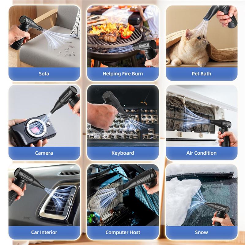 A96I-Compressed Air Duster, 180000RPM High-Speed 3 Gear Electric Air Duster, Cordless Air Blower Portable Jet Dry Blower