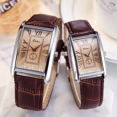 Orologio da polso da donna al quarzo con cinturino in pelle e quadrante quadrata