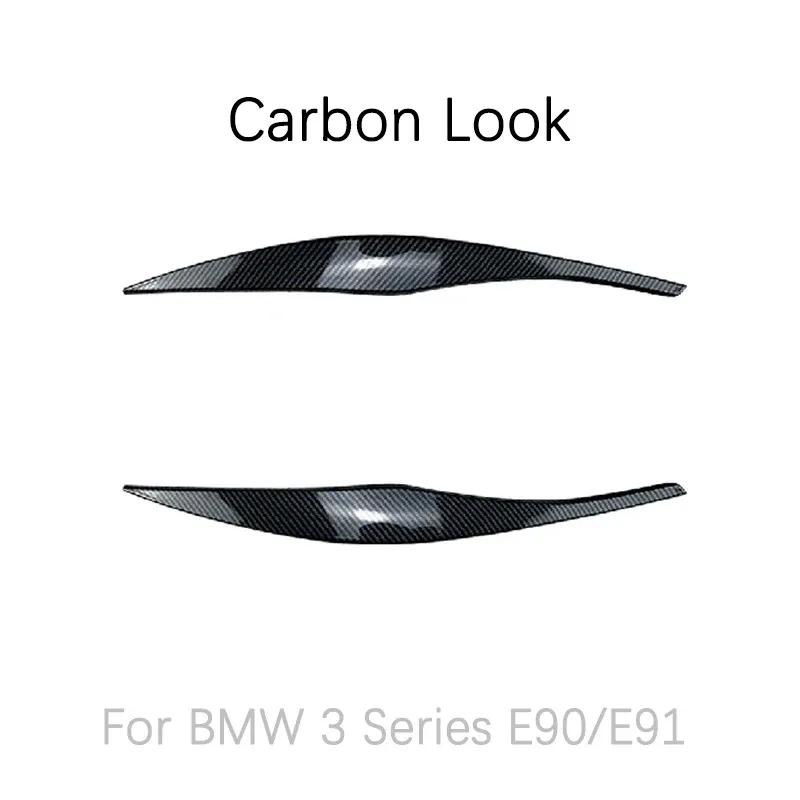 Headlight Eyelid Eyebrow Trims Fits for BMW 3 Series E90 E91 2005 -2011 Sedan/Touring Accessories ABS Gloss Black/Carbon Look