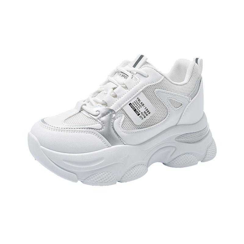 

Korean version of dad shoes women 2025 new spring and autumn Internet celebrity thick sole heightening mesh tide with casual sports shoes 40 білий
