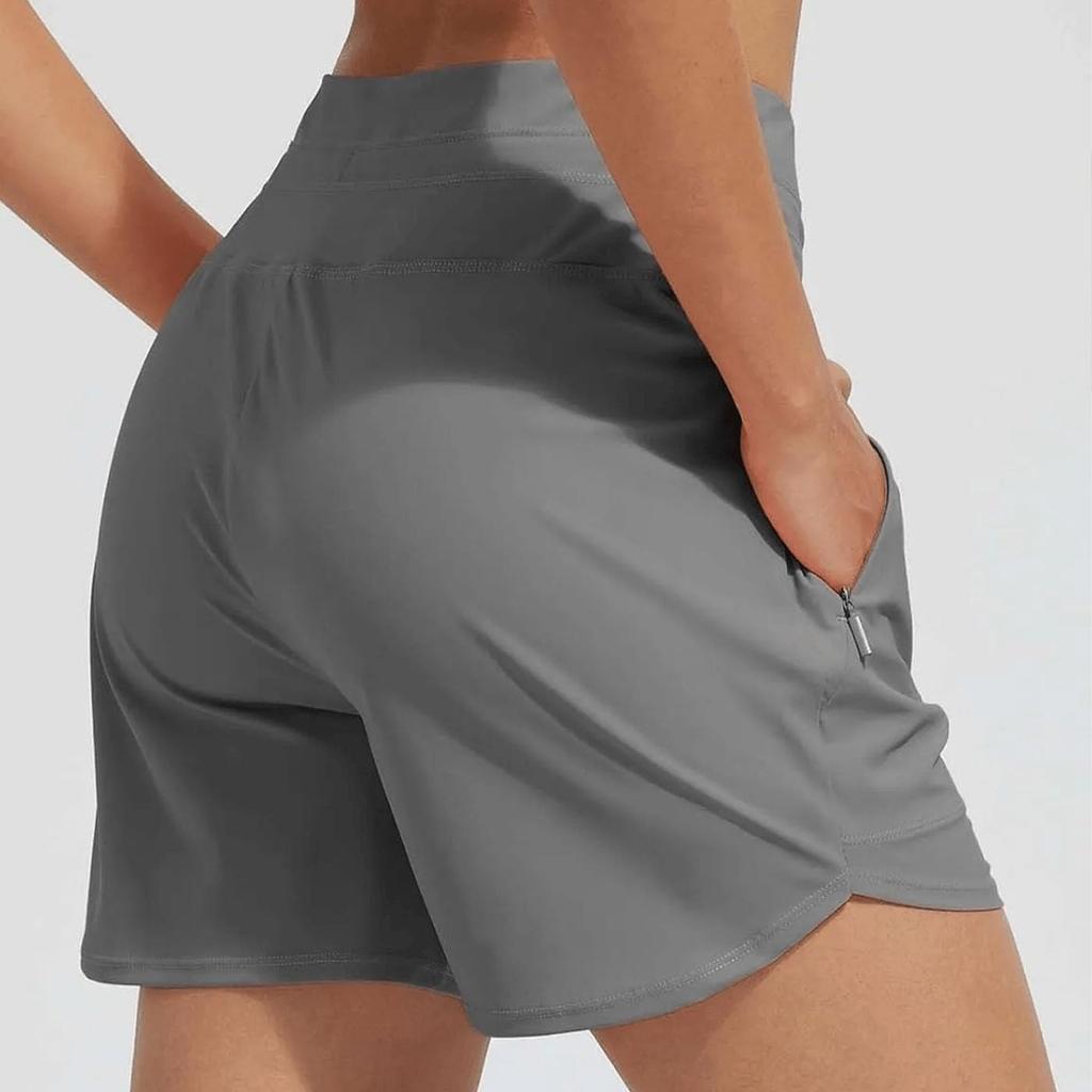 Women's Running Shorts, High Waisted Yoga Shorts, Loose And Casual Sports Solid Color Shorts