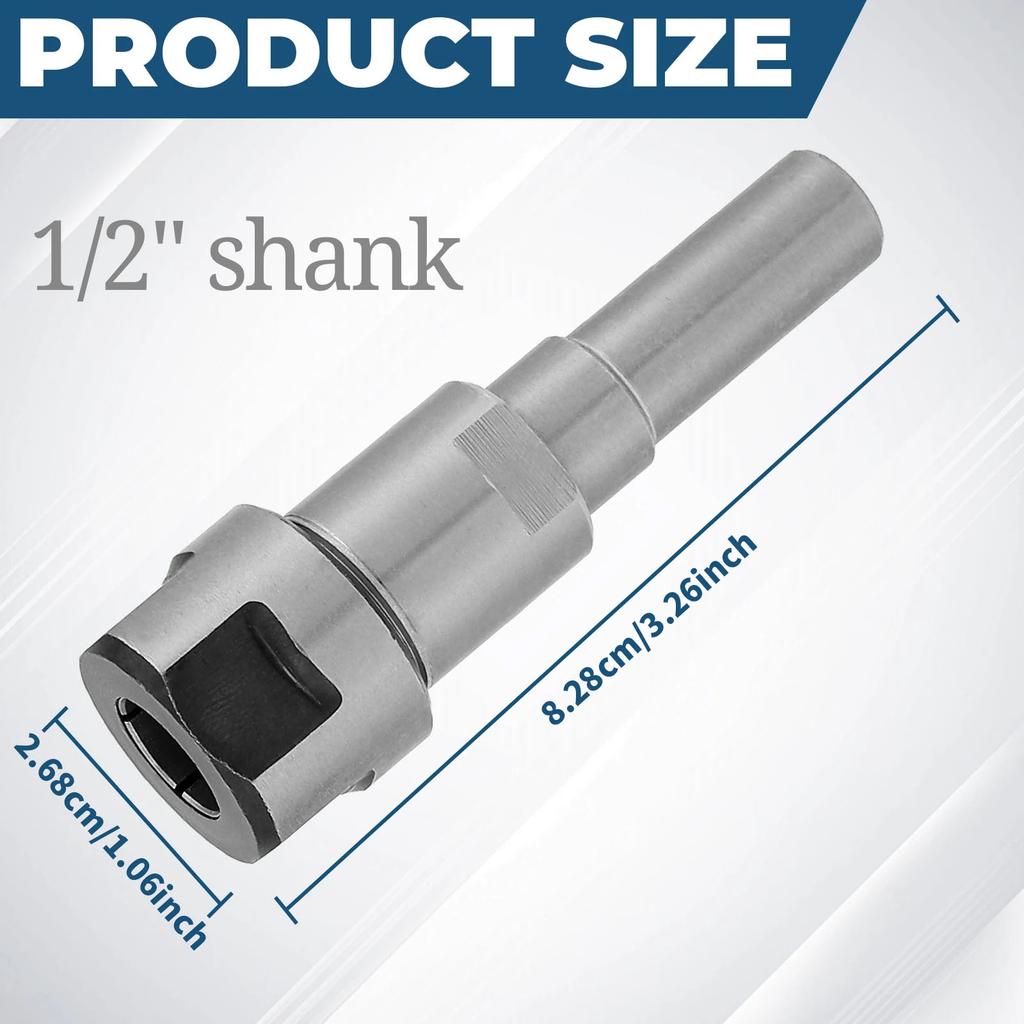 Spannzangenfutterhalter Kohlenstoffstahl Konisches Futter 1/4 bis 1/2 Schaft Spannzangenfutterhalter CNC-Fräsen Verlängertes Werkzeug ER Verlängerungsstange