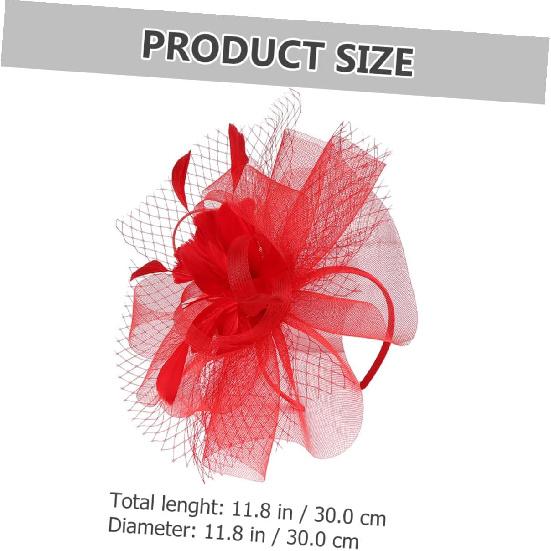 Red Mesh Bridal Fascinator Hat with Hair Clip and Headband, Cocktail Party Tea Party Hat for Women Special Occasion Accessories