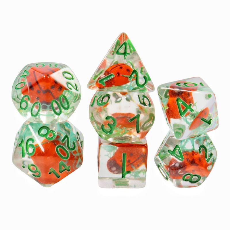 7Pcs Polyhedral Acrylic Dice Set Adorable Duck Print D4 D6 D8 D10 D12 D20 for Tabletop Role Playing Games