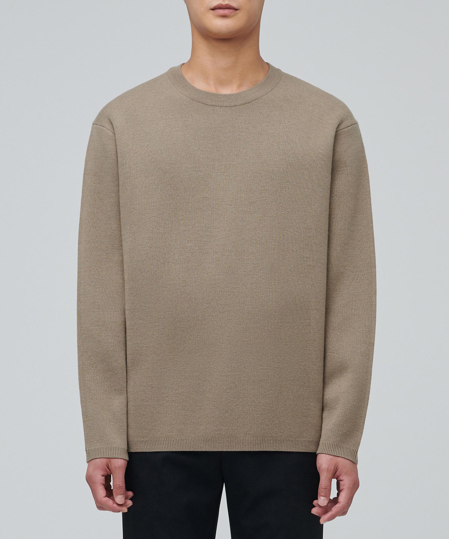 Musinsa Standard Minimal Crew Neck Knit [Beige] Beige/Xl