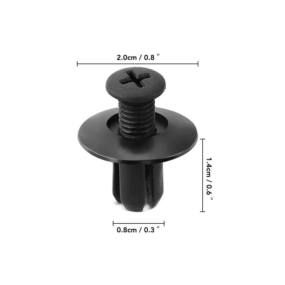 100pcs Plastic Rivets Fasteners Screw 8mm Car Bumper Fender Trim Panel Retainer Fasteners Clips Car Accessories
