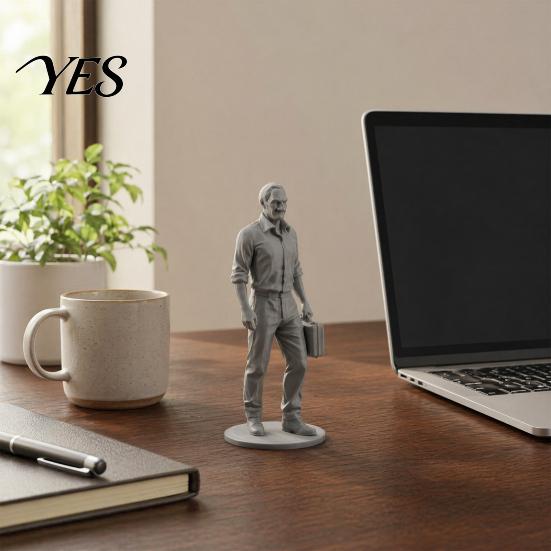 Gratfreie Glatte Linien Modell Schreibtisch Geschäftsmann Statue, 3D Gedruckte Büro Dekoration für Männer, Platzsparende Executive Figur mit Aktentasche, Motivierend
