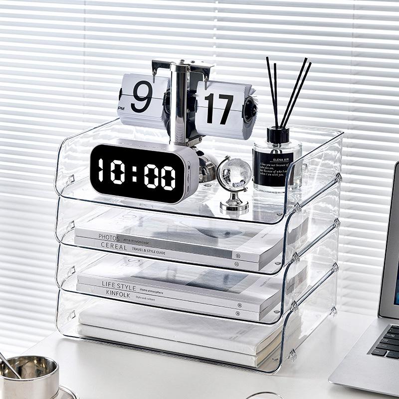 Transparent Desktop File Organizer and Document Storage Rack