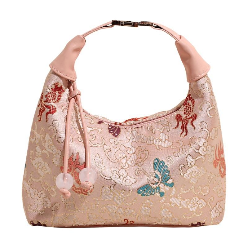Embroidered Canvas Bag Women's Summer New Fashion Niche Shoulder Messenger Bag Portable Dumpling Bag