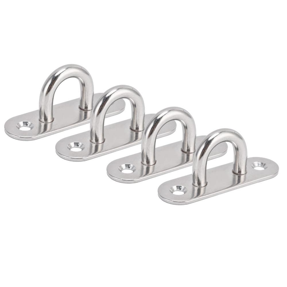 4pcs Heavy Duty Ceiling Mount Eye Plate Enclosed Hook Hardware Staple Loops For Marine Deck