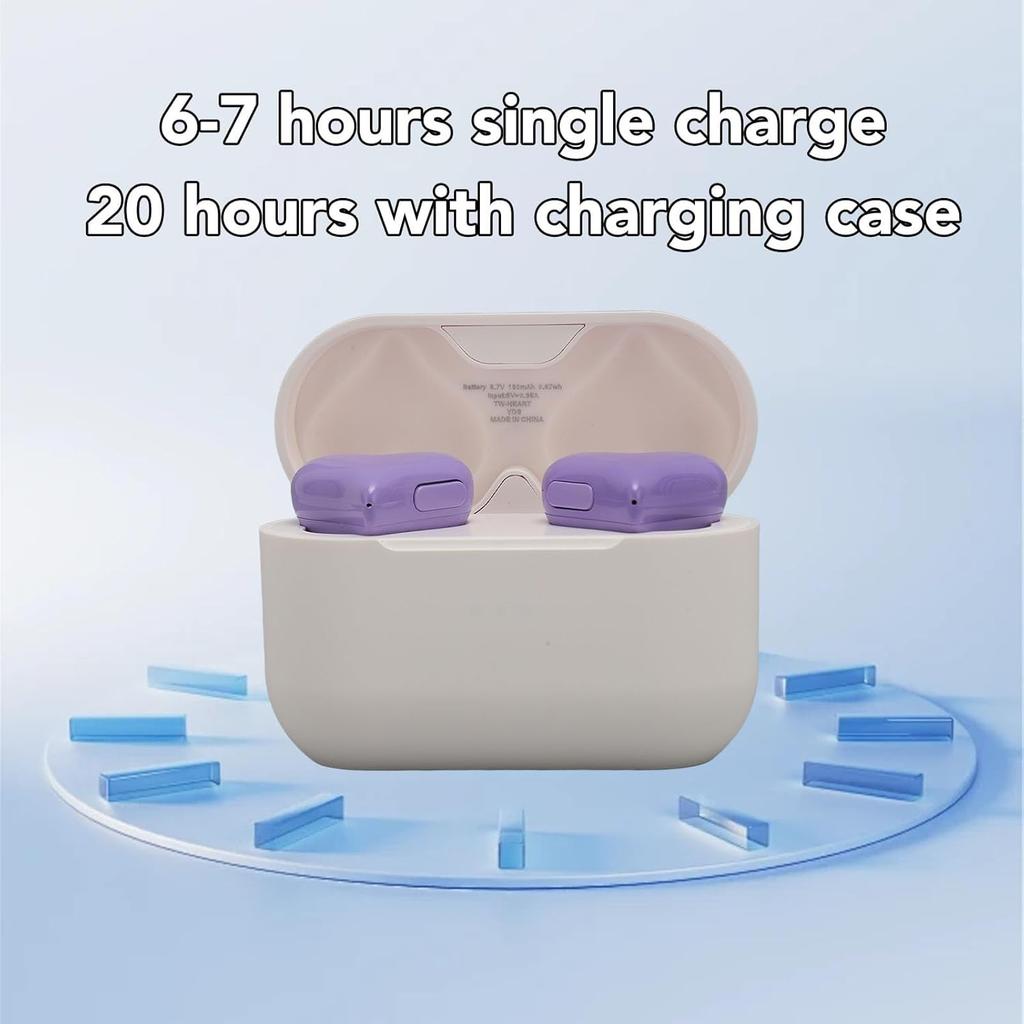 Bewinner Heart Shaped Cordless Earbud, Noise Canceling Headphones, Bluetooth 5.3 HiFi Stereo Earphones with Charging Case for Gym Office School
