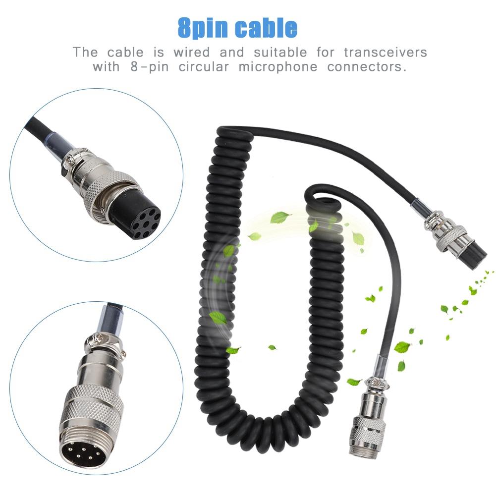 Handy 8 Pin Coiled Extension Microphone Cord Male Female Cable