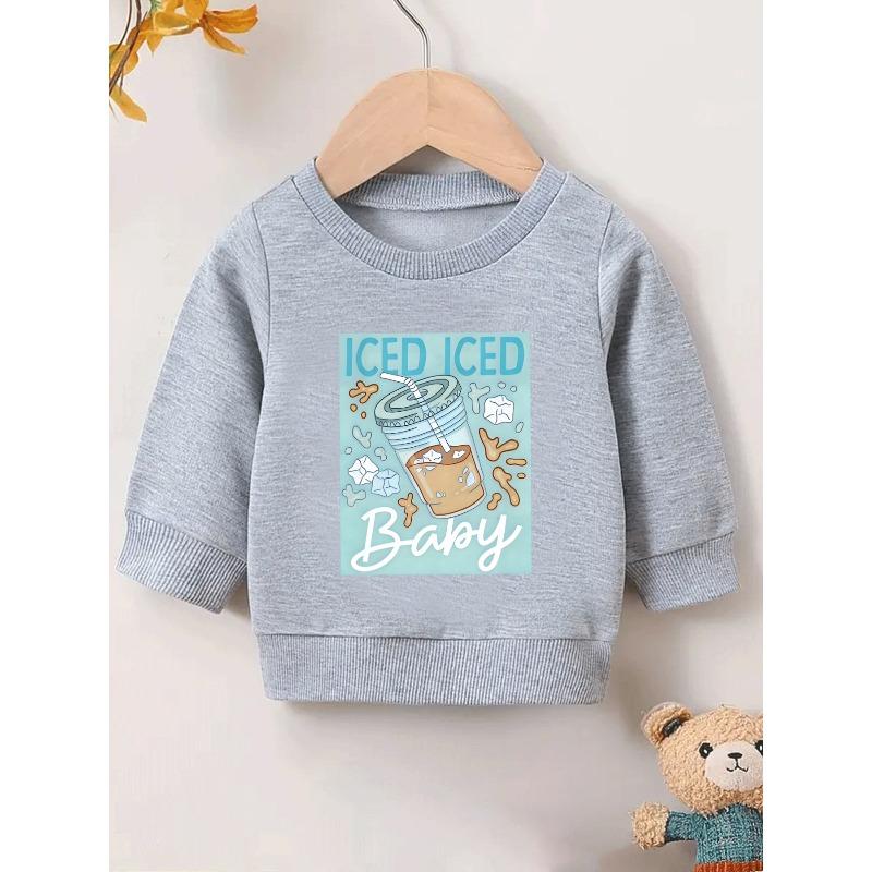 European sizes Cute Printed Pattern 0-3 Years Old Kids' Comfortable Children's Spring Lightweight Round Neck Sweatshirt, Suitable for Outdoor Wear