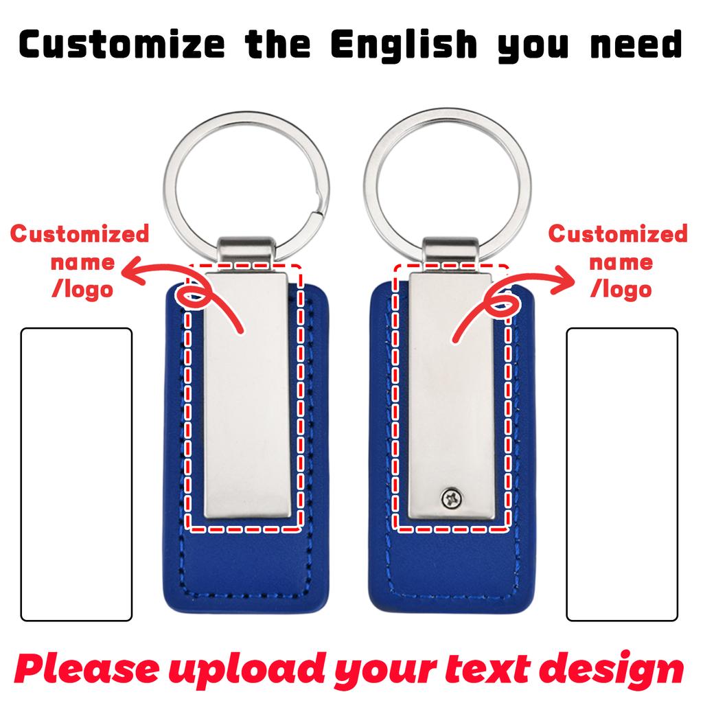 Personalized Engraved Leather Keychain Custom Name And Message Keychain