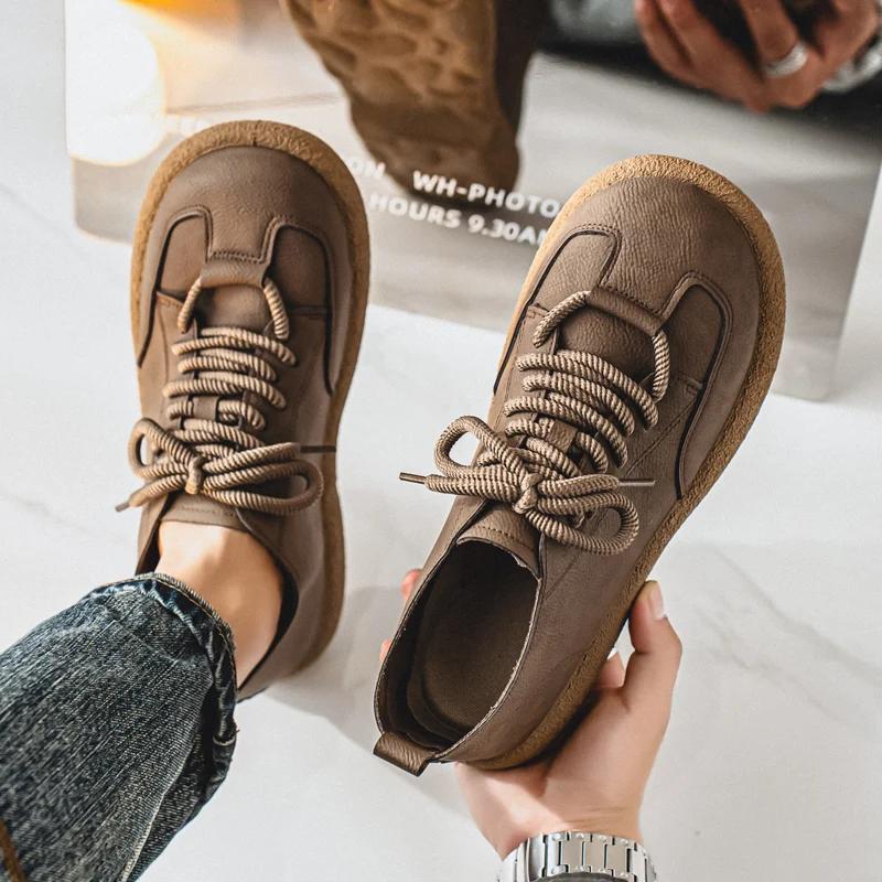 Men's Casual Shoes Comfortable Retro Men's Leather Casual Shoes Men's Fashion Retro Flat Boots for Men Shoes