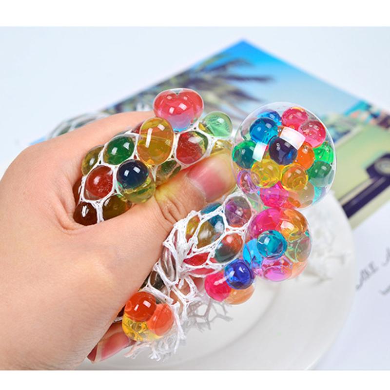 Mesh lindert Stress Ball farbige Perlen LED leuchtende Traube lustige Squeeze Ball Spielzeug