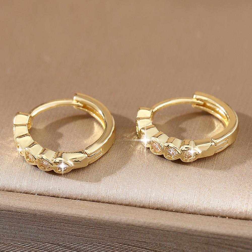Edelstahl Herz Zirkon Creolen für Damen Vintage Minimalistisch Kristall Zirkonia Kreis Hängeohrringe Punk Rock Schmuck
