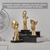 3 Pcs Gold Decor Prayer Statues, Modern Prayer of Peace Figurines Shelf Decor Accents, Abstract Art Sculpture Home Decorations for Living Room