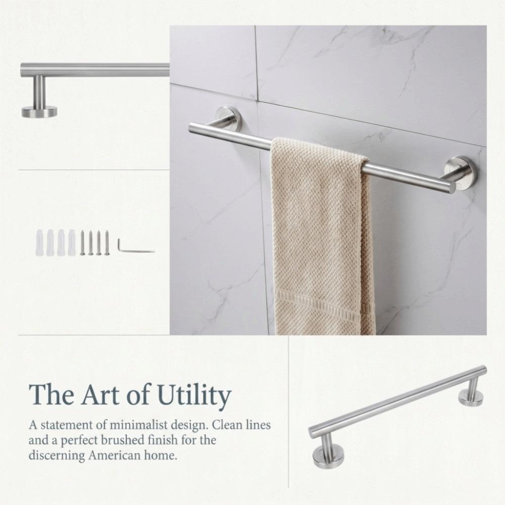 Stainless Steel Towel Holder Brushed Finish Towel Rod Towel Rack  Bathroom Kitchen Laundry Room