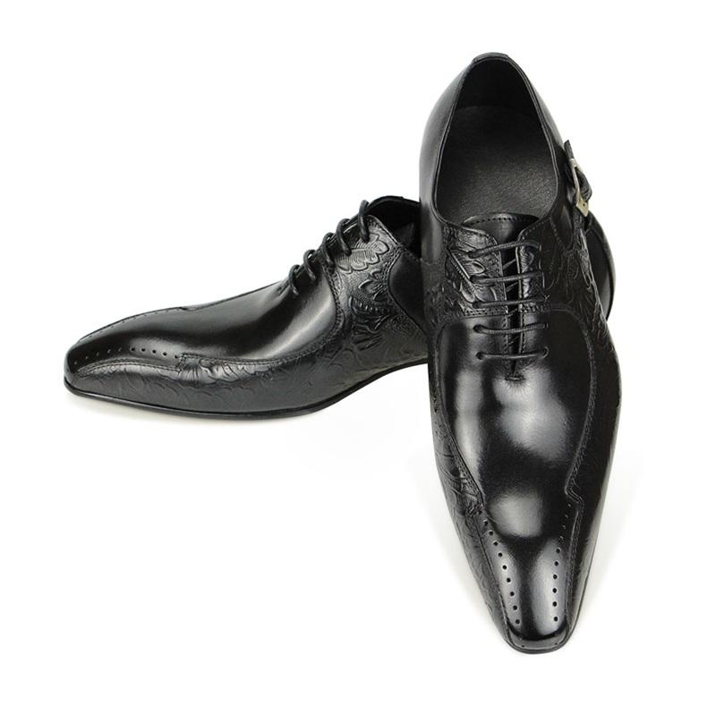 Fashion Luxury Wedding Shoes Social Business Handmade Printing Lace Up Buckle Fashion Quality Men Shoes Bridegroom Style Genuine Leather