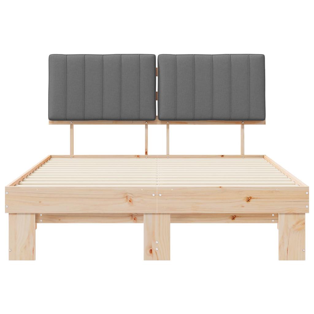 Bed Frame with Upholstered Headboard Light Grey 140 x 190 cm