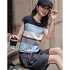 Demana Breathable Lyocell Contrast Stripe Knit Top